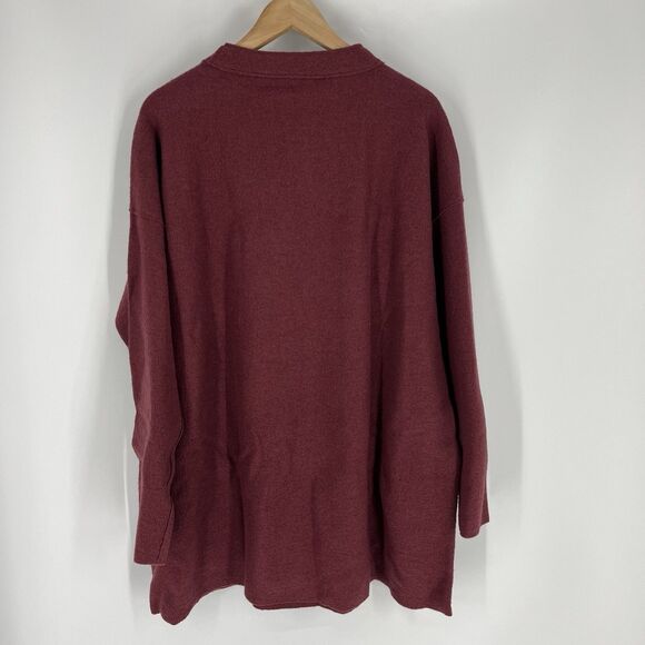 Eileen Fisher Sweater Size XL Womens Maroon Boiled Wool Mock Neck Tunic Top - Picture 7 of 9